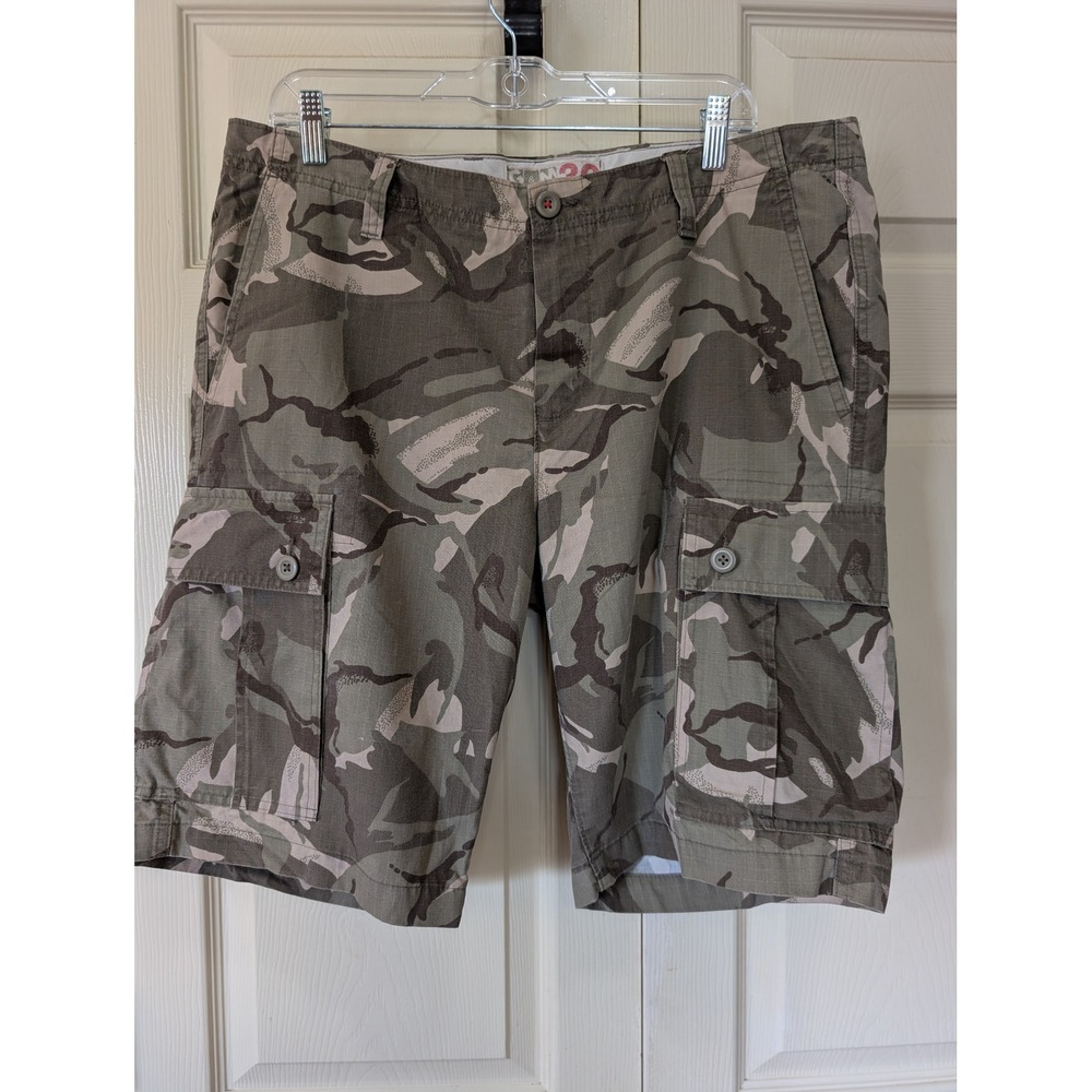 G&M 3 Mens Camouflage Cargo Shorts Green Brown Ripstop Utility Hiking Size 36